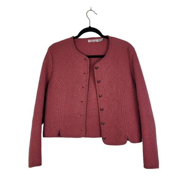 Vintage TALBOTS Mauve Pink Boiled Wool Jacket women's MED size 12 Button Front - Picture 3 of 9